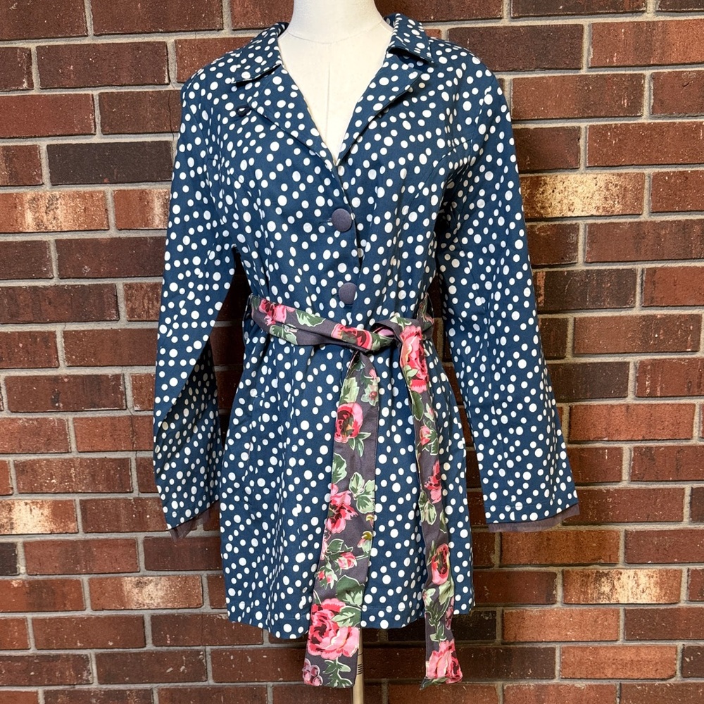 Little Journeys Chicago Indigo Ada Trench Jacket Size Large
